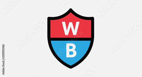 shield logo with wb initials red blue colors
