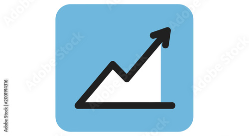 growth chart icon with blue background high quality