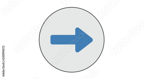 arrow icon in circular frame on white background