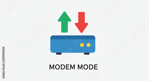 modem mode icon with arrows and text