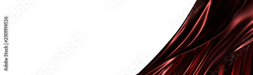 Luxurious red silk fabric with flowing folds isolated on white, perfect for textures, designs, and elegant backgrounds.