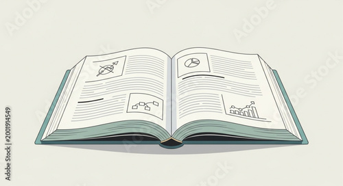 Open Book with Detailed Diagrams and Text for Study and Learning.