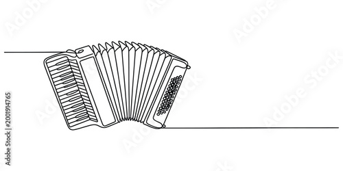 Continuous single line drawing of an accordion musical instrument