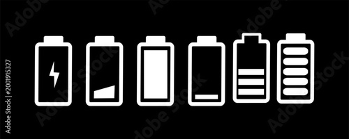 battery level indicators. Battery charge level icons