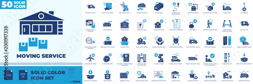 Moving Service Solid Color Editable Icons set