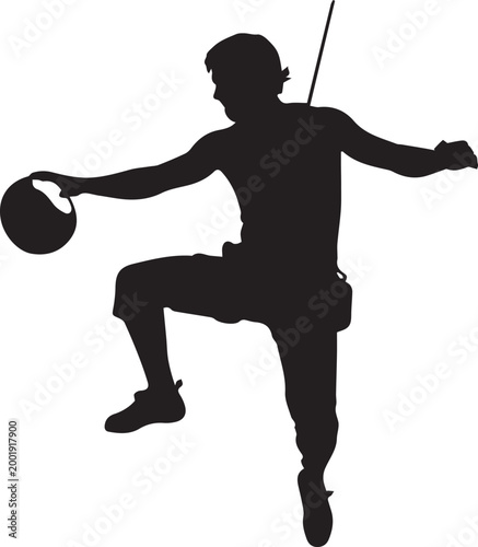 Rock climber silhouette vector, male athlete climbing on mountain wall, extreme bouldering and mountaineering sport icon on white background