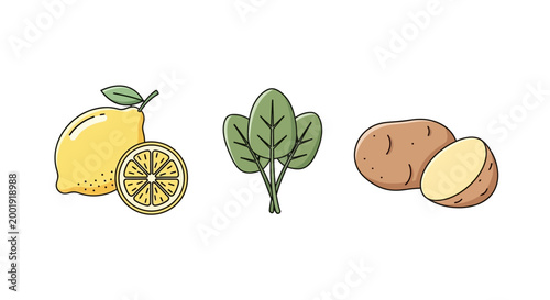 Lemon potato and green leaf.