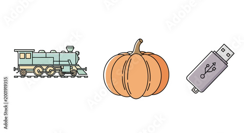 Train Pumpkin and USB Flash Drive.