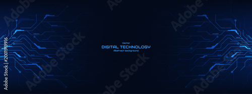 AI Artificial Intelligence on circuit board in futuristic background. Technology and engineering. Motherboard and HTML code. High tech circuit board connection system concept. Vector illustration.