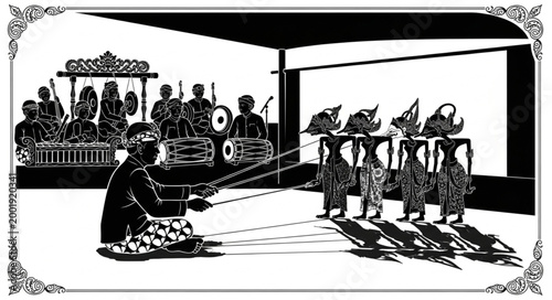 Traditional Music Performance with Musicians Playing Instruments.