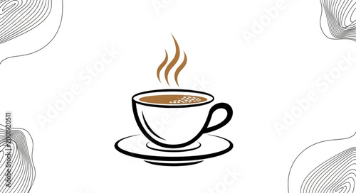 Simple Illustration of a Hot Coffee Cup with Steam.