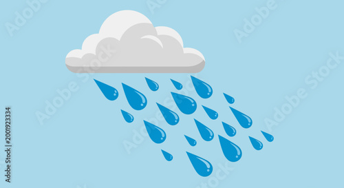 Rain falls from a cloudy weather condition with droplets descending