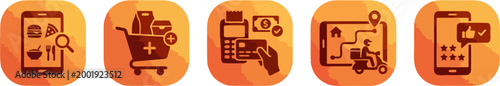 E-commerce icons showcase payment shopping cart checkout and mobile transactions online