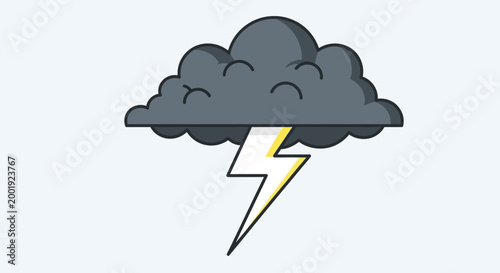Stormy weather forecast with dark cloud and lightning bolt illustration
