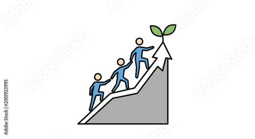 people climbing steps towards growth symbol high quality