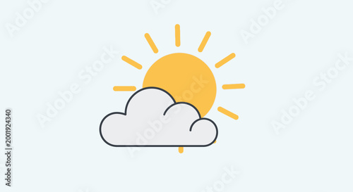 Sunny weather with a cloud and sun shining brightly in the sky