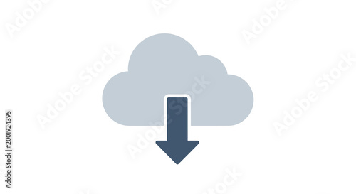 cloud download icon with blue arrow on white background