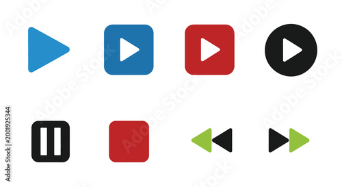 media control icons in various shapes and colors