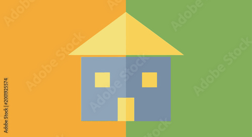 simple house design with colorful background high quality