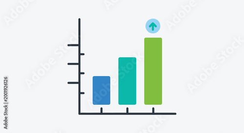 bar chart with upward trend and arrow icon