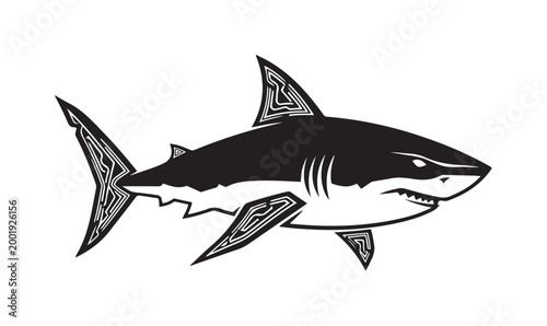 Majestic Great White Shark Illustration - A Symbol of Power and Oceanic Majesty