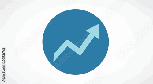 upward trend arrow in blue circle on white background