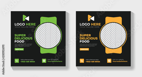 Food Banner Social Media Template, Creative Restaurant Promotional Flyer Design