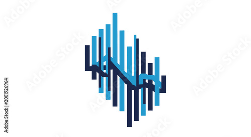 Bild auf Leinwand Blue and black sound wave graphic.