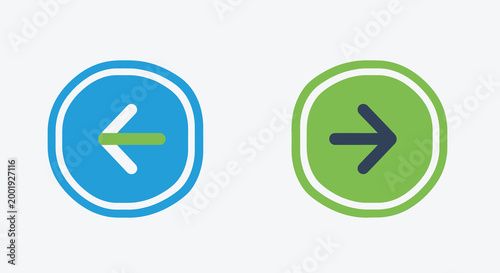 arrow navigation icons in blue and green circles