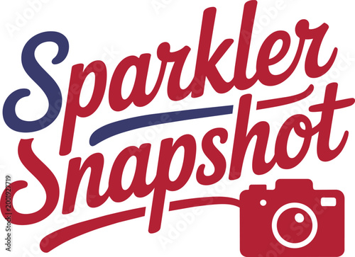 Sparkler snapshot logo with camera and bold text in red and blue with event logo business logo