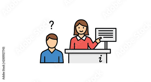 customer service interaction with help desk and question mark