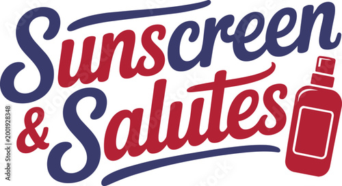 Sunscreen and salutes text with red spray bottle vector illustration with vitamin d sun safety