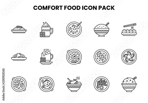 Comfort Food Line Icons Pack