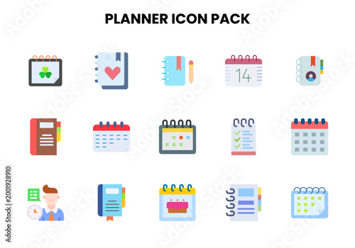 Planner Flat Set Icons Pack