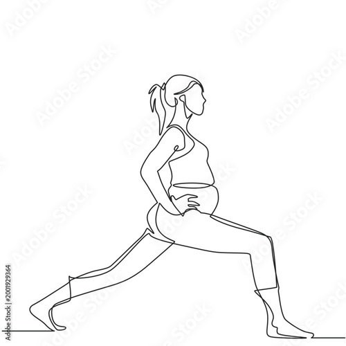Pregnant Women Workout - One Continuous Line Art Illustration