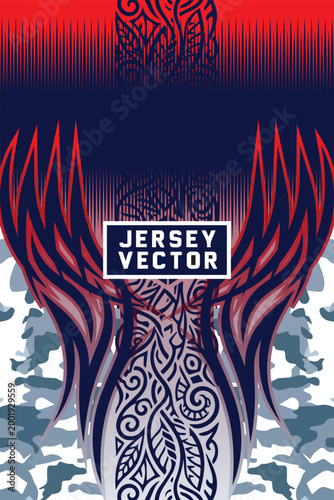 Vector Sportswear Jersey Template with Tribal Camouflage Graphics, Creative Tribal Motif Sports Kit.