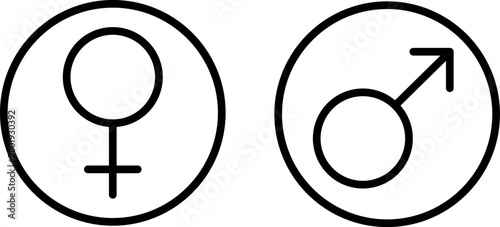 Female and male gender symbols isolated on white background