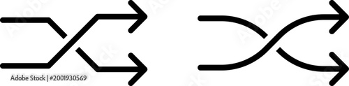 Two styles of shuffle icons with crossing arrows