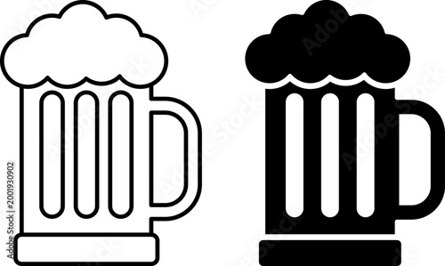Beer mug icons set