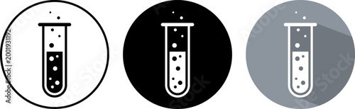 Set of test tube icons in different styles isolated on white background