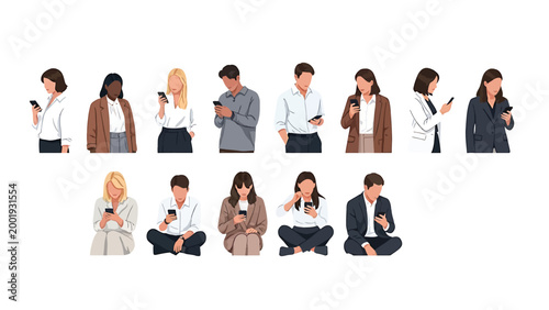 Diverse group of people in business attire vector illustration