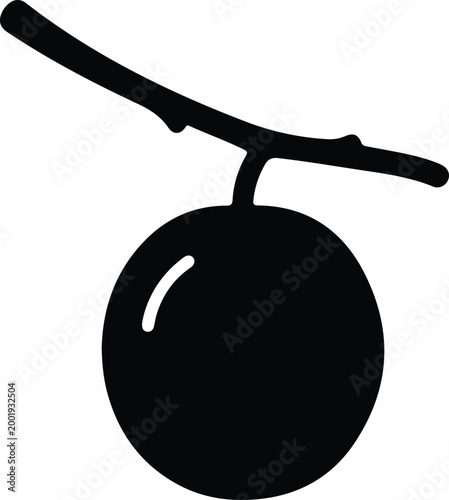 Silhouette vector graphic of a single berry on a twig design