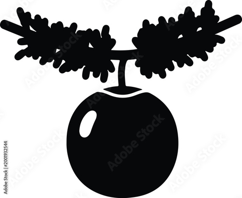 Silhouette vector hanging christmas tree ornament with pine needles design