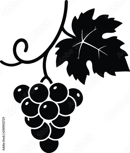 Silhouette vector illustration of a bunch of black grapes design