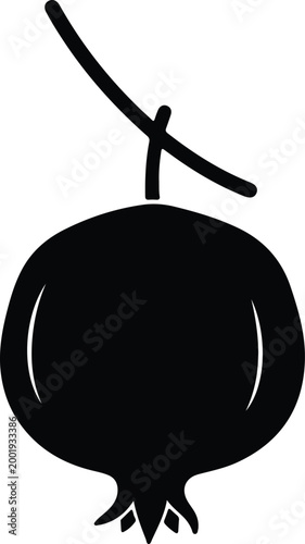 Silhouette vector illustration of a fresh ripe pomegranate fruit design