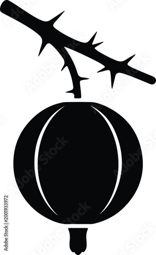Silhouette vector illustration of a single fresh gooseberry fruit design