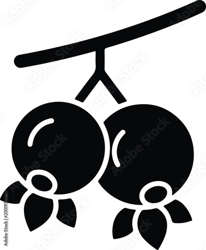 Silhouette vector illustration of fresh berries hanging on a branch design