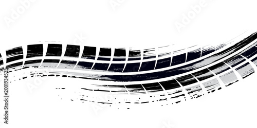Vector set of Tire tread marks white tire tracks and skid marks isolated white background