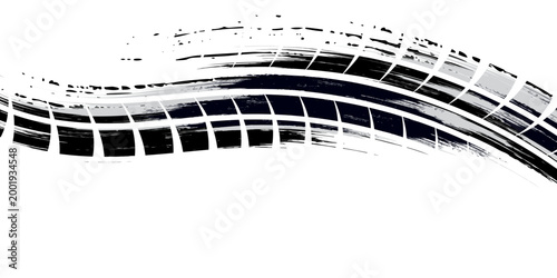 Vector set of Tire tread marks white tire tracks and skid marks isolated white background
