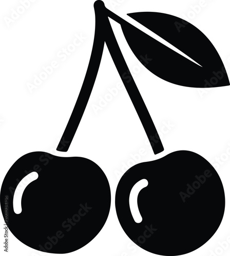 Silhouette vector illustration of fresh pair of ripe cherries design